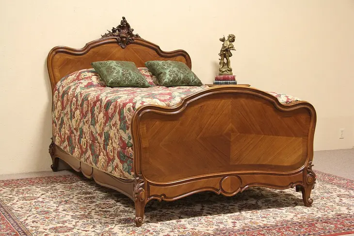 Hand Carved French Antique 1900 Full Size Bed