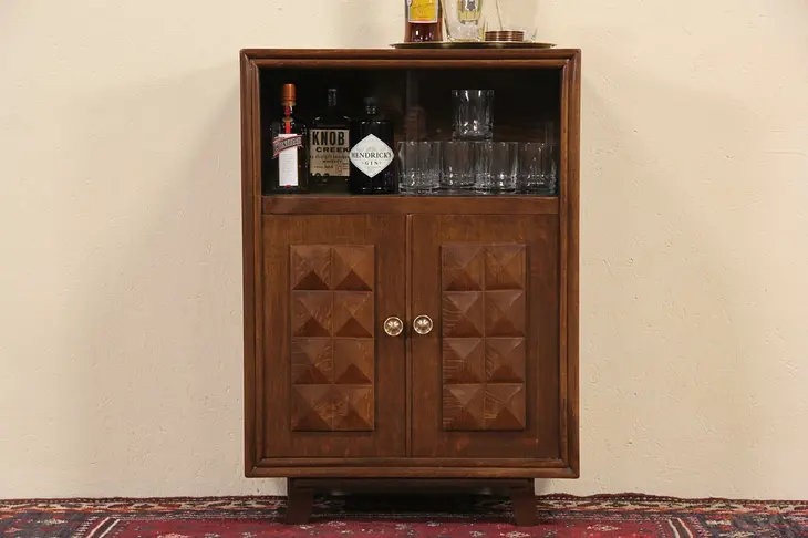 Midcentury Modern 1940's Vintage Scandinavian Oak Bar or Display Cabinet