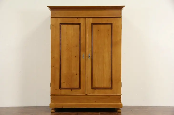 Country Pine Antique Czech or Bohemian 1890's Armoire, Wardrobe or Closet