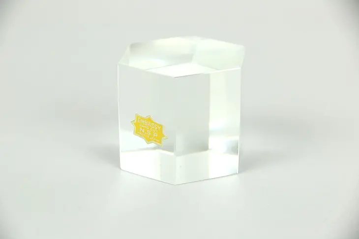 Hexagonal Cut Crystal Paperweight, Embassy NSP Japan
