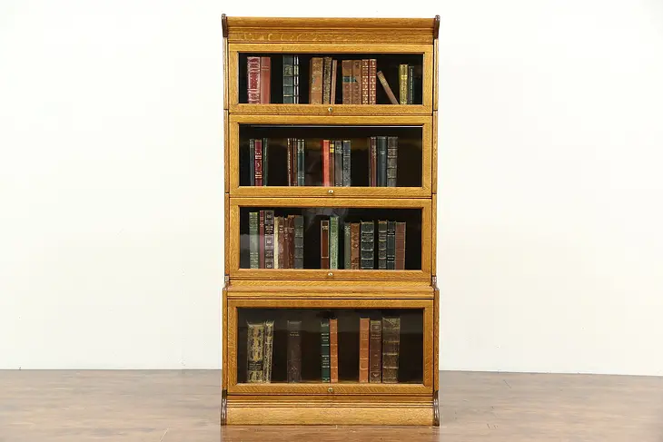 Oak Quarter Sawn 1900 Antique 4 Stack Barrister or Lawyer Bookcase