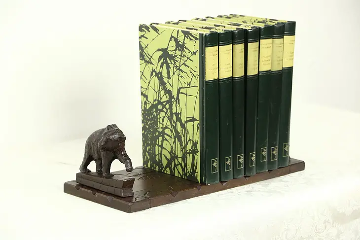 Black Forest Adjustable Book Shelf, Hand Carved Bears