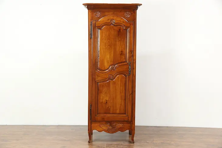 Country French 1800 Antique Small Fruitwood Armoire, Wardrobe or Closet