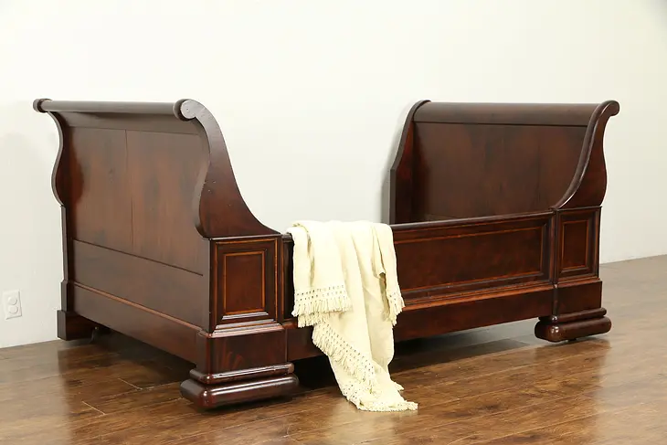 Empire Antique 1840 Austrian Mahogany Sleigh Bed or Day Bed #32444