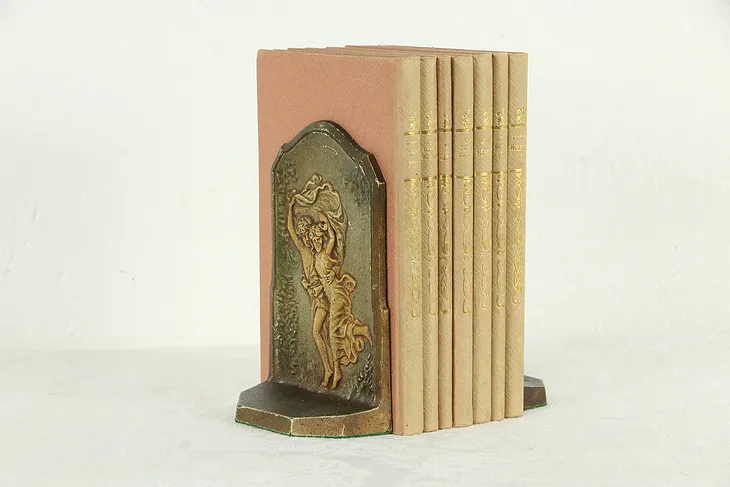 Pair of Hand Painted Iron Bookends, The Storm c.1928 #33161