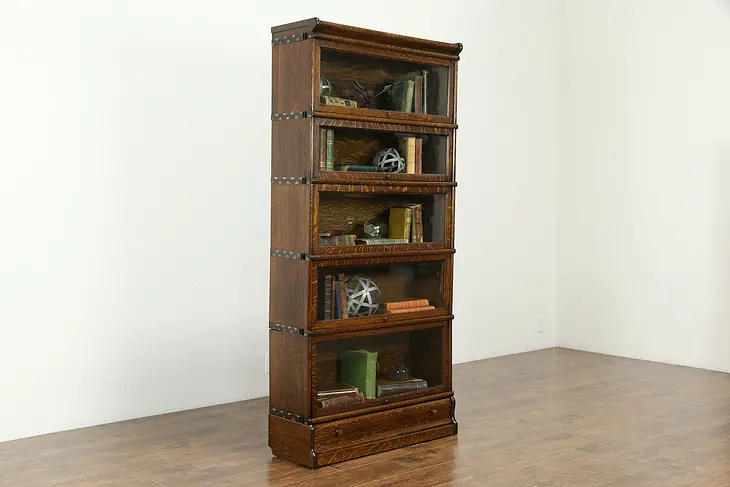 Lawyer Original Antique 5 Stack Quarter Sawn Oak Bookcase, Macey #33420