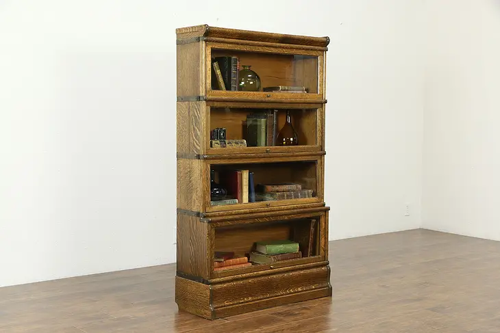 Oak 4 Stack Antique Barrister or Lawyer Library Bookcase #33426