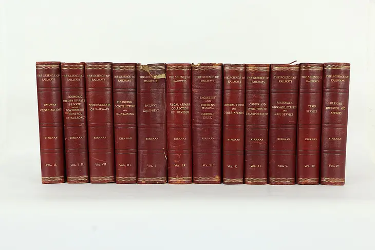 Science of Railways Antique 12 Volume Leather Set Kirkman 1899 #33470