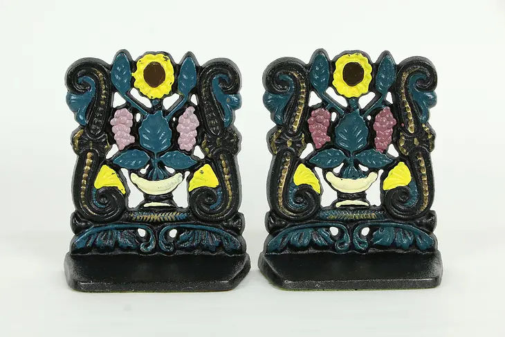 Pair of Cast Iron Hand Painted Antique Bookends  #33511