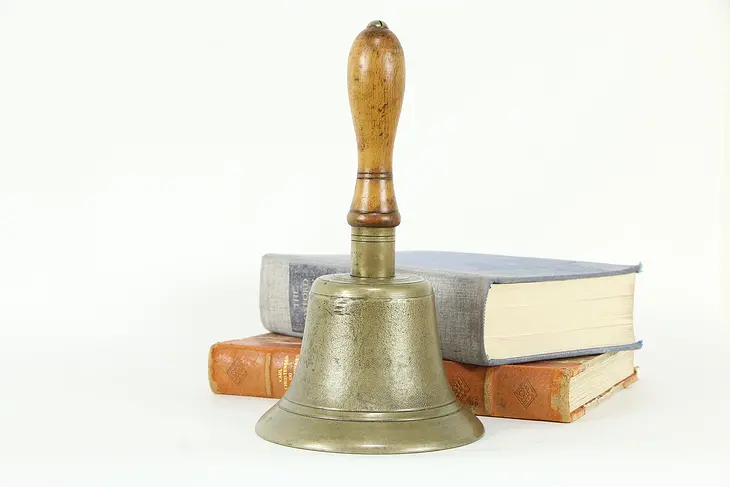 Brass Antique 1920's English Schoolmaster Bell, Signed Fiddian #33667