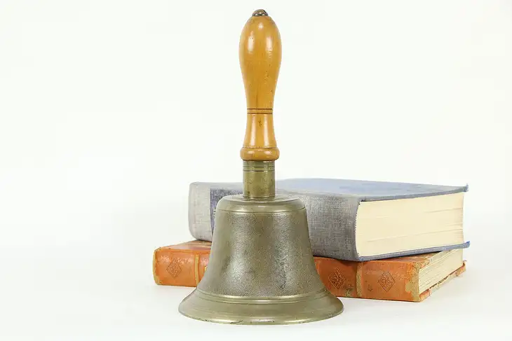 Brass Antique English Schoolmaster Bell, Signed Fiddian #34579