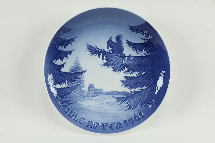 Bing and Grondahl 1961 Blue & White Christmas Plate #34662