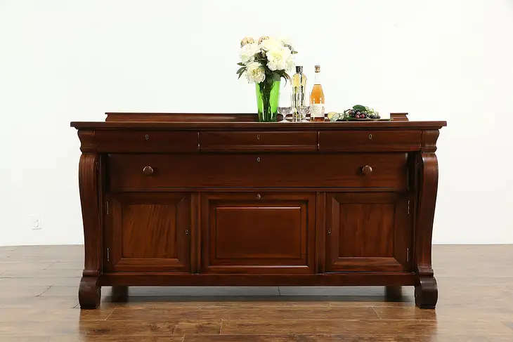 Empire Antique Mahogany Sideboard, Server or Buffet with Silver Chest #35157