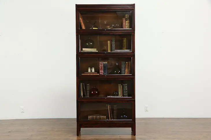 Lawyer Antique 5 Stack Craftsman Office Bookcase, Wavy Glass, Macey #34241