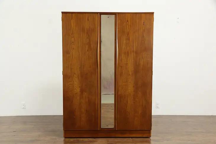 Midcentury Modern Teak 1960 Signed Vintage Armoire, Wardrobe or Closet #35572