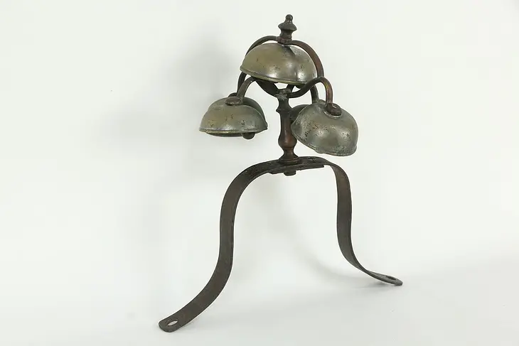 Victorian Antique Set of 5 Mounted Sleigh or Milkman Bells #35768