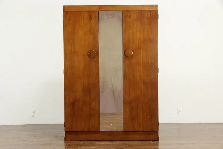 Midcentury Modern Teak 1960 Vintage Armoire, Wardrobe or Closet #35341