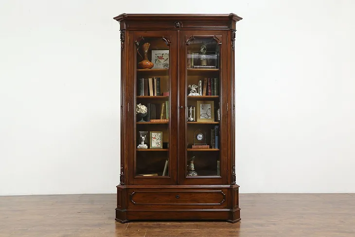 Victorian Antique Rosewood German Library or Office Bookcase #36264
