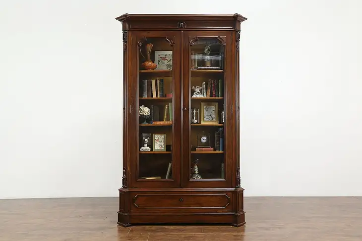 Victorian Antique Rosewood German Library or Office Bookcase #36264