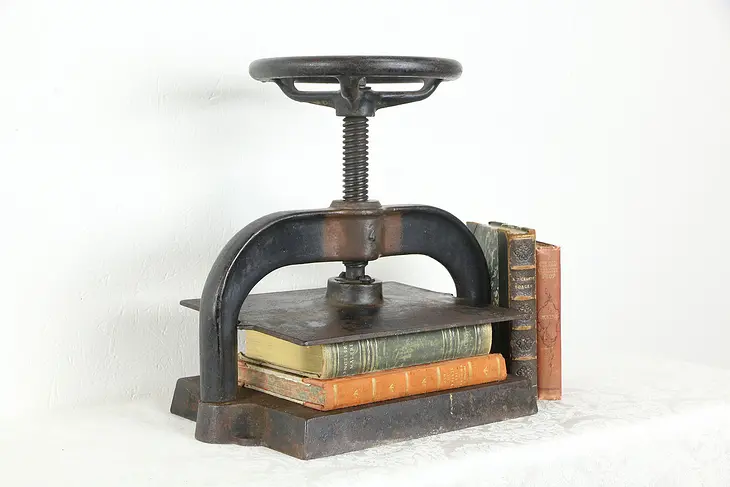Victorian Antique Cast Iron Bookbinder 10 x 15 Book Press Decorative Only #36504
