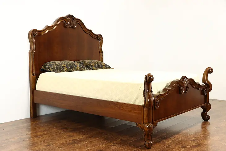 Renaissance Design Carved Cherry Queen Size Bed #36937