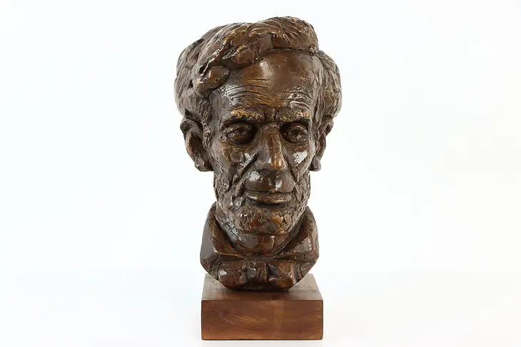 Abraham Lincoln Antique Presidential Bust, Bronze Finish, Walnut Base #37393