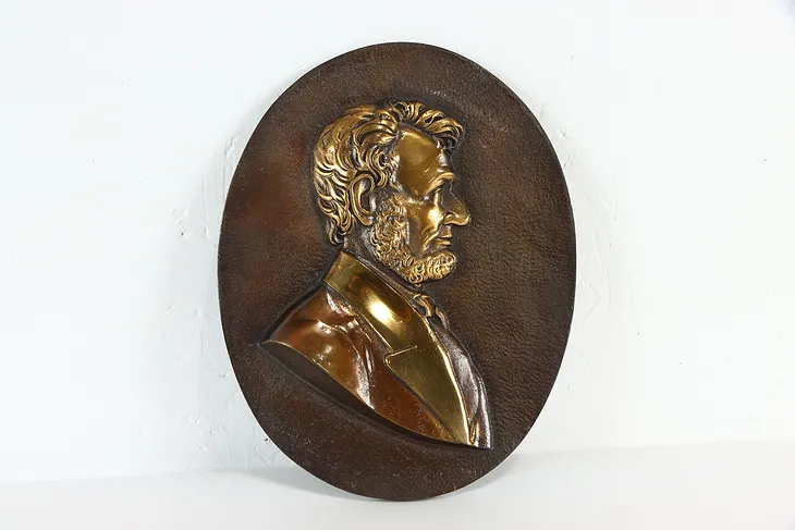 Presidential Antique Solid Bronze Relief Plaque, Abraham Lincoln, 10.5  #37447