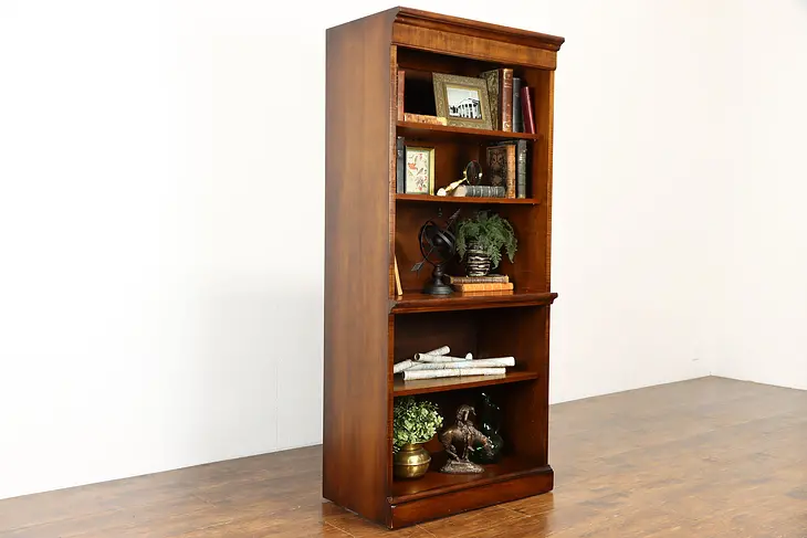 Walnut Vintage Office or Library Bookcase, Adjustable Shelves, Romweber #37377