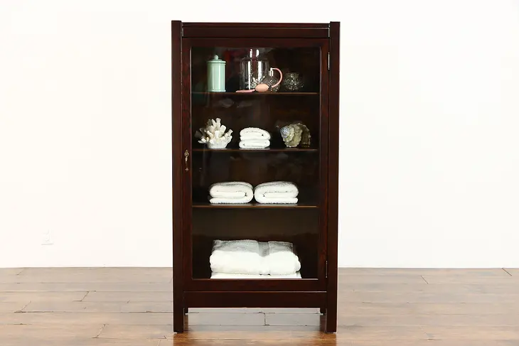 Art & Crafts Mission Oak Antique Craftsman Bookcase or Bath Cabinet #37674