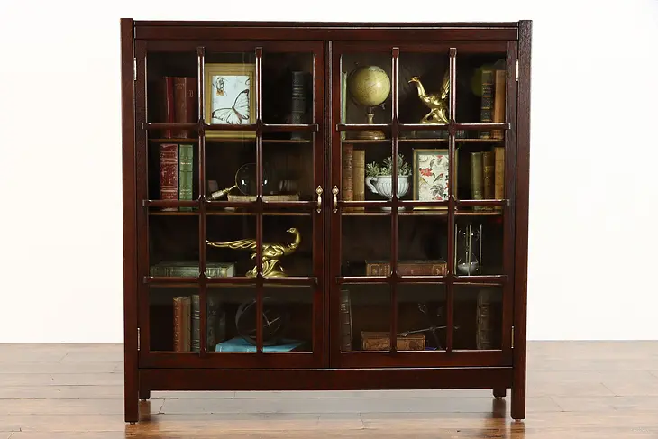 Arts & Crafts Mission Oak Antique Craftsman Bookcase or China Cabinet #38119