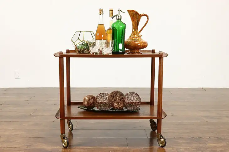 Midcentury Modern Vintage Danish Teak Bar Cart, Poul Hundevad, Vamdrup #38335