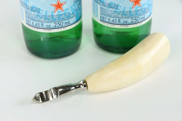 German Antique Horn & Nickel Bottle Opener, Signed Ges. Gesch #38575