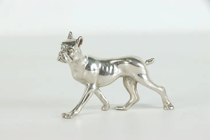 Boxer Dog Sculpture Vintage Sterling Silver Figurine #38418