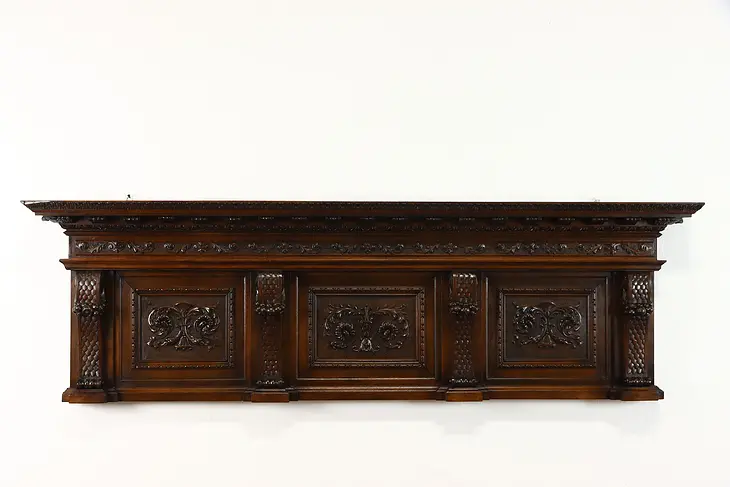 Architectural Salvage Italian Carved Walnut Antique 80" Fragment, Mantel #39222