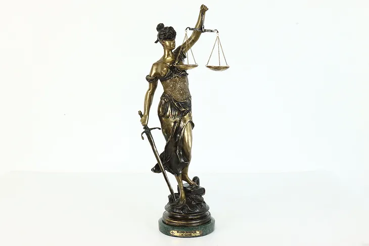 Bronze Sculpture Blind Justice Statue on Marble Base after Mayer #39925