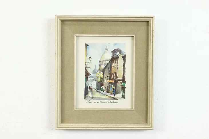 Montmartre Street in Paris Vintage Watercolor Print, Delarue 11" #39938