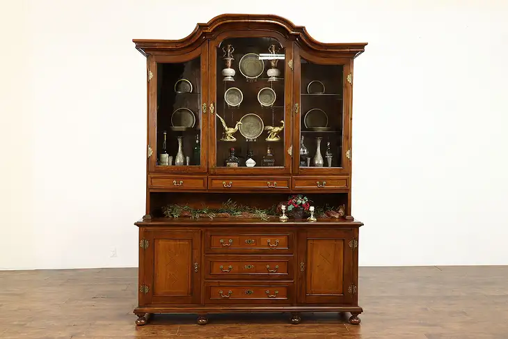 German Biedermeier Antique 1825 Sideboard, China Cabinet, Office Bookcase #40097