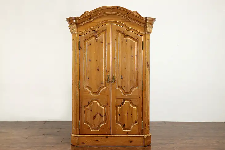 Farmhouse Vintage Country Pine Armoire, Wardrobe or Closet #39629