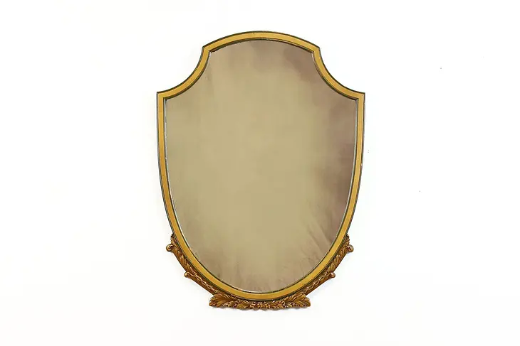 French Style Antique Shield Shaped Hand Painted Wall Hanging Mirror #40271