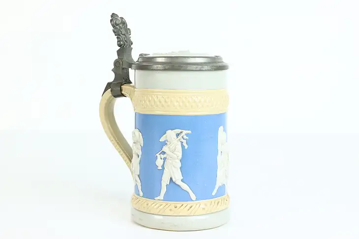 German Antique Hand Painted Stoneware Stein or Beer Mug, Villeroy & Boch #40236