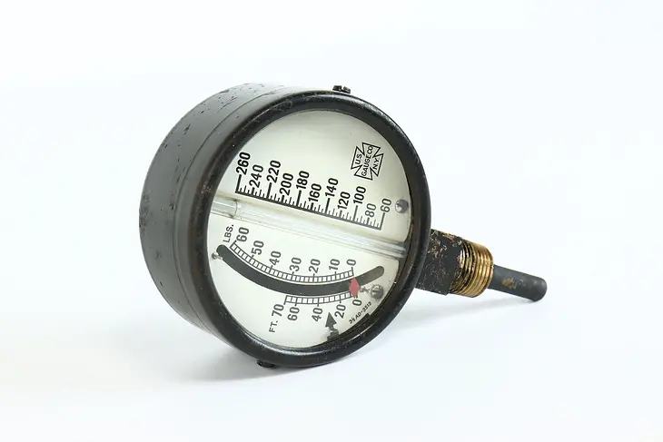 Industrial Salvage Antique 4" Temperature & Pressure Gauge, U.S Gauge Co. #39672