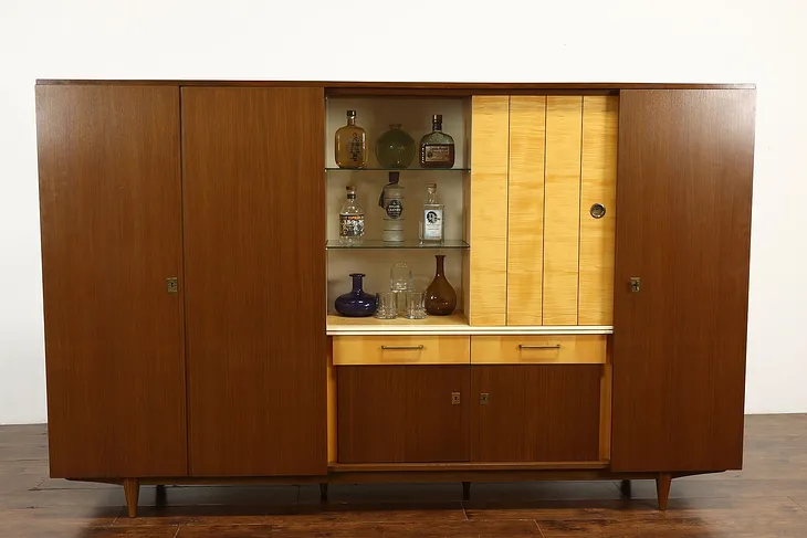 Midcentury Modern Vintage German Bar Cabinet, Armoire Elvira 1966 #39978