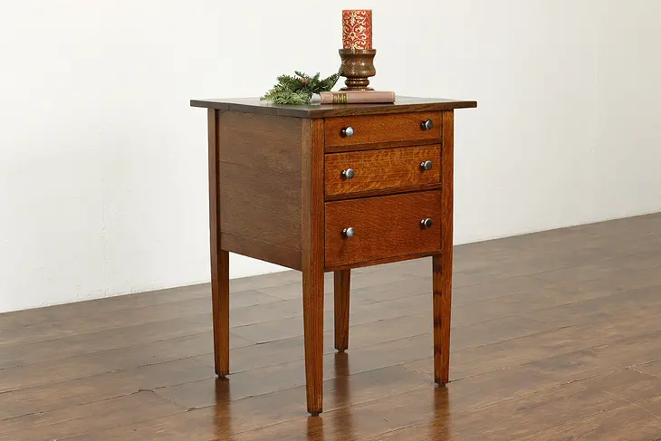 Arts & Crafts Mission Oak Antique Craftsman Nightstand, End or Lamp Table #40142
