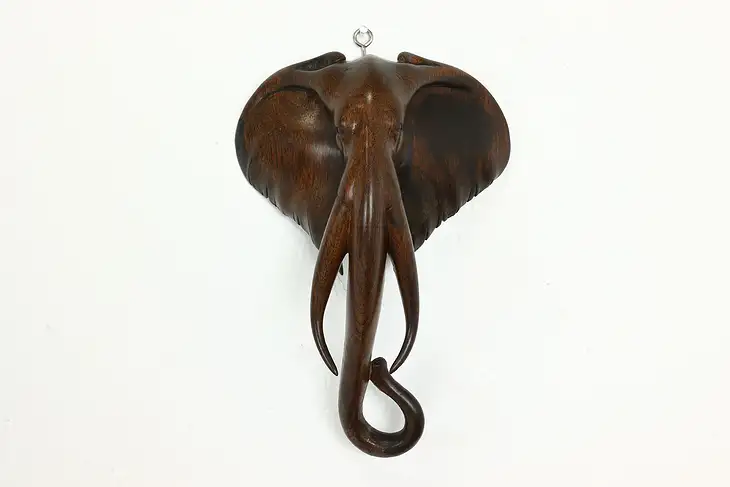 Elephant African Vintage Statue Traditional Hand Carved Rosewood Head #40320