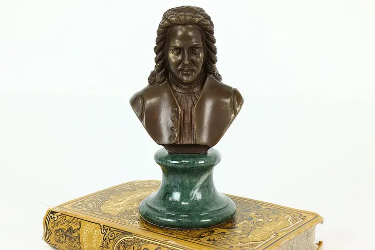 Bach Sculpture Vintage Bronze Bust, Statue & Marble Base #40399