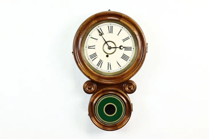 Victorian Antique Rosewood Figure 8 Schoolhouse Wall Clock Ingraham #39719