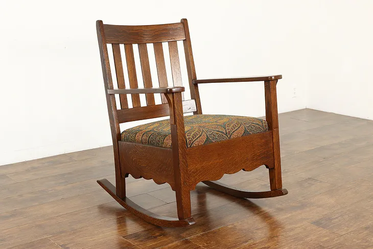 Arts & Crafts Mission Oak Antique Rocker Craftsman Rocking Chair #40204