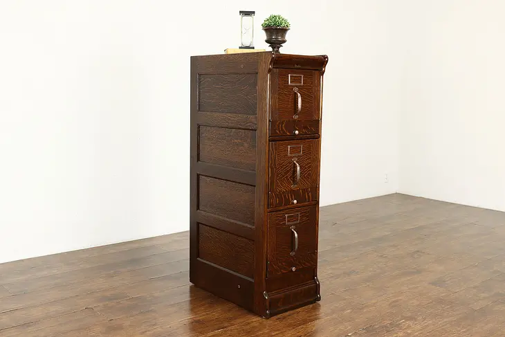 Arts & Crafts Mission Oak Antique Office or Library File Cabinet, Globe #40465