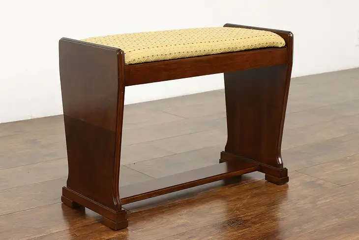 Art Deco 1930s Vintage Figured Walnut Vanity Bench or Stool #40407