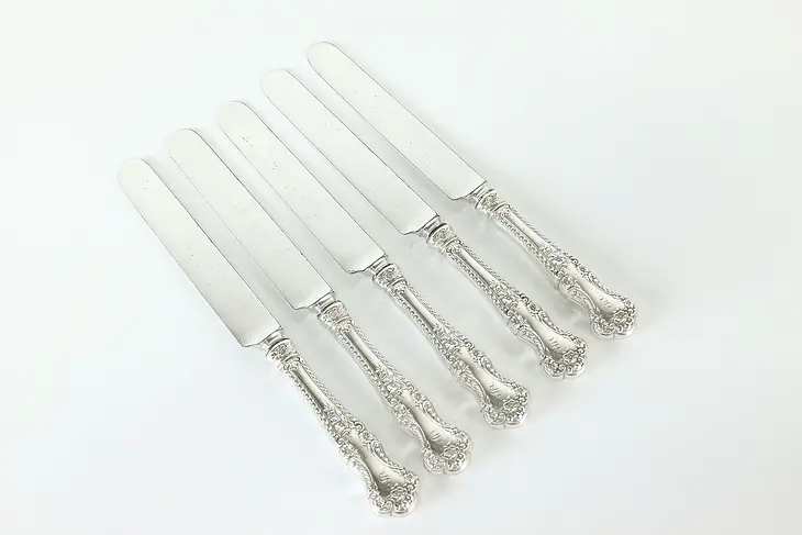 Set of 5 Sterling Silver Buttercup Antique Dinner Knives Gorham, Monogram #40718